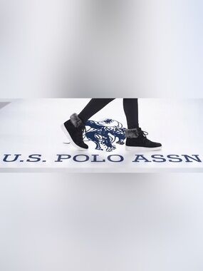 Authentic U.S. Polo Assn. signature designer faux fur sneakers boots display